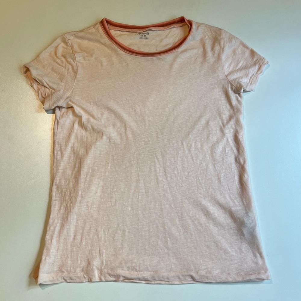 Madewell Light Pink Cotton T-Shirt with fun Collar